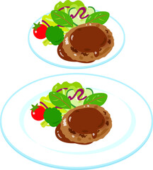 小さい皿と大きい皿に盛った同じ料理