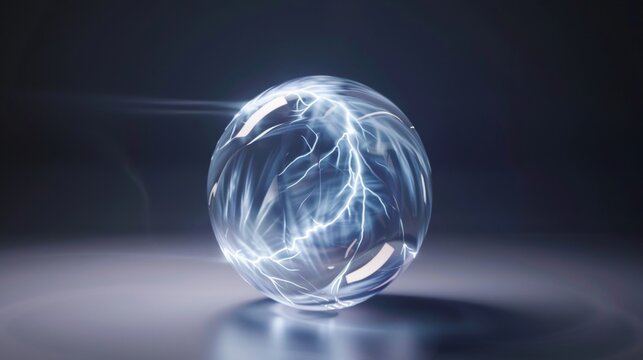 Close-up photo of a lightning ball on a table