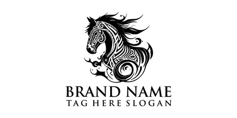 vector horse logo with a modern line art theme