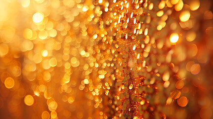 a close up view of a gold orange sequins background. generative ai