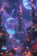 Obraz premium Concept art for futuristic city, space colonies, exploration