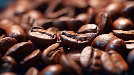 Coffee beans on a black background.