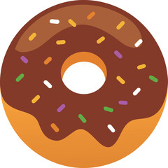 Illustration of a chocolate donut with sprinkles on a white background