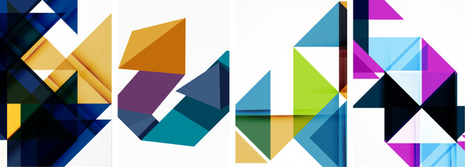 Triangle poster geometric background set