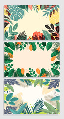 Vector illustration background that depicts the diversity of tropical forest leaves, simple and exclusive, can be for home decoration or handicrafts