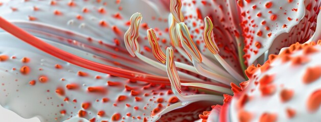 hyper-detail of lily flower pistil, Macro, close-up, white background, hyper-realistic, photorealistic - obrazy, fototapety, plakaty
