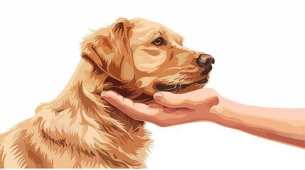 Human hand holding dog pet veterinary concept vector