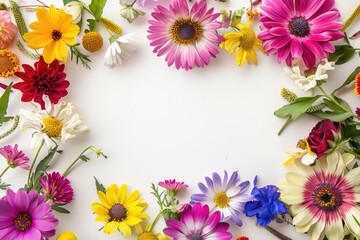 Obraz premium Colorful floral frame in white background