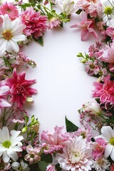 Obraz na płótnie Canvas Colorful floral frame in white background