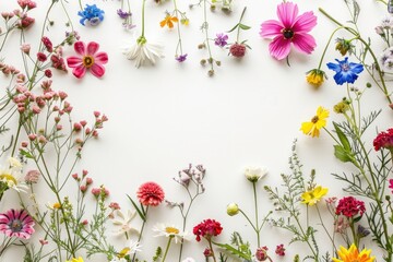 Colorful floral frame in white background