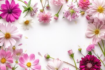 Colorful floral frame in white background