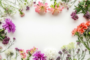 Colorful floral frame in white background