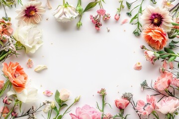 Colorful floral frame in white background