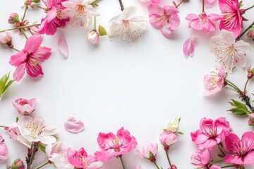 Naklejka na ściany i meble Colorful floral frame in white background