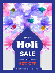 Creative Vector Sale Illustartion of Happy Holi with Splash Style for Poster, Flyer and Banner