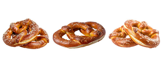 Delicious Pretzel with a Salted Crust and a Distinctive Isolated on Transparent Background