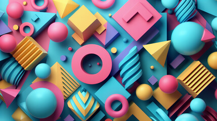  Colorful 3D Geometric Shapes Background