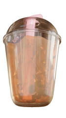 3d rendering 3d model bubble milk tea glass with ice and no background