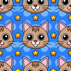 seamless pattern with cute cartoon cats