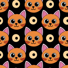 seamless pattern with cute cartoon cats