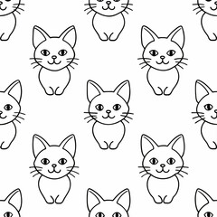 seamless pattern with cute cartoon cats