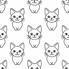 seamless pattern with cute cartoon cats
