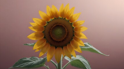 Sunflower isolated on pale color background with copy space