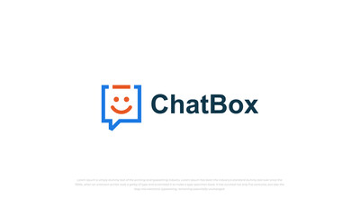 pictogram logo for chat box, combination of abstract speech bubble and smiley face