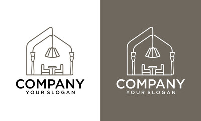 Home Decor interior with chair indoor plant and home light logo design furniture logo design