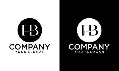 Creative modern minimal unique circular shaped fashion brands black and white color BF FB B F initial based letter icon logo.