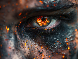 Fiery Orange Eye with Sparkling Details