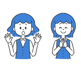 驚く　感謝する　女性　制服