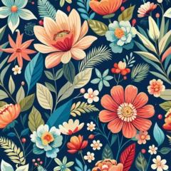 Foto op Canvas abstract flower pattern in doodle style. floral seamless vector background. floral pattern. hand drawn doodle design for prints, textile, fabric, wallpaper, © night