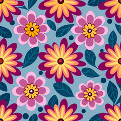 Fototapeta na wymiar abstract flower pattern in doodle style. floral seamless vector background. floral pattern. hand drawn doodle design for prints, textile, fabric, wallpaper,