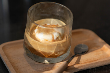 Affogato Coffee made by Vanilla ice cream and on top with Espresso Shot
