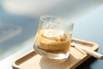 Affogato Coffee made by Vanilla ice cream and on top with Espresso Shot