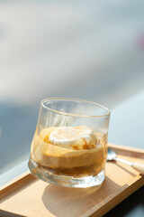 Affogato Coffee made by Vanilla ice cream and on top with Espresso Shot