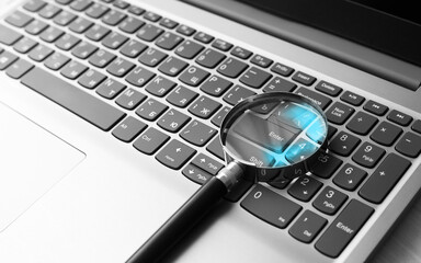 Magnifier on a laptop keyboard