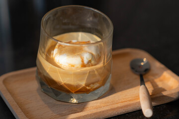 Affogato Coffee made by Vanilla ice cream and on top with Espresso Shot