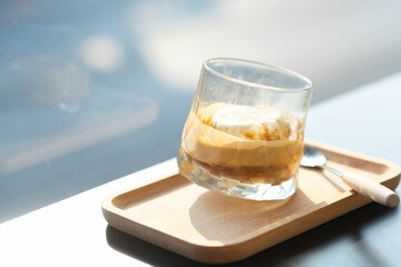 Affogato Coffee made by Vanilla ice cream and on top with Espresso Shot