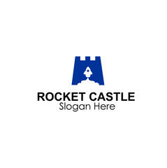 rocket castle logo design concept