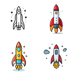 Fototapeta premium Rocket (Space Rocket). simple minimalist isolated in white background vector illustration