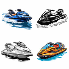 Jet Ski (Personal Watercraft). simple minimalist isolated in white background vector illustration
