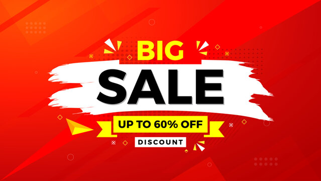 Big Sale Banner vector template. Offer Sale label and discounts background. Discount Promotion marketing poster design for web and Social.