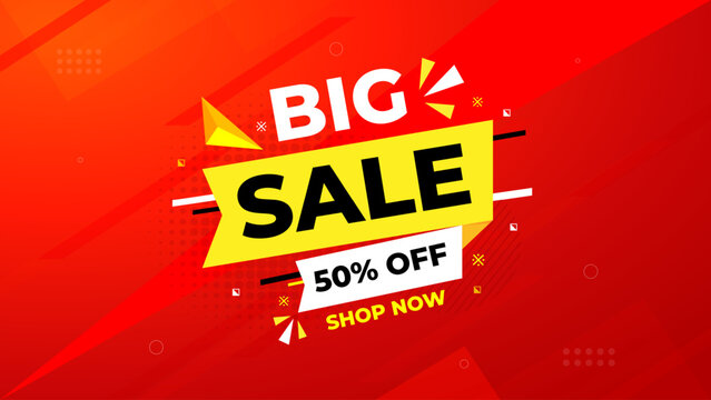 Big Sale Banner vector template. Offer Sale label and discounts background. Discount Promotion marketing poster design for web and Social.