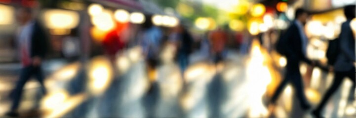 Motion blur of people walking in the morning rush