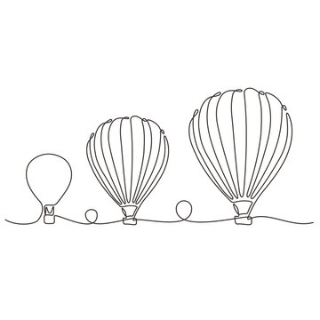 recommend clip art: Hot air balloon sign. Continuous line drawing icon. Vector illustration