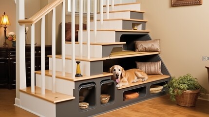 Pet-friendly Mudroom with Pet Stairs Design a pet-friendly mudroom that's equipped with everything you need to keep your furry friends happy and organized