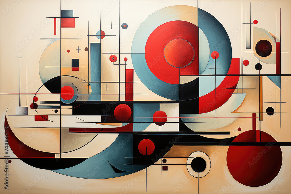 Poster colorful abstract geometric composition background texture extreme closeup. generative ai