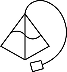 Pyramid tea bag icon in linear style editable stock. Triangle paper tea bag on transparent background. Tag, herb, organic beverage sign. Breakfast drink concept. Symbol element for web design and app.